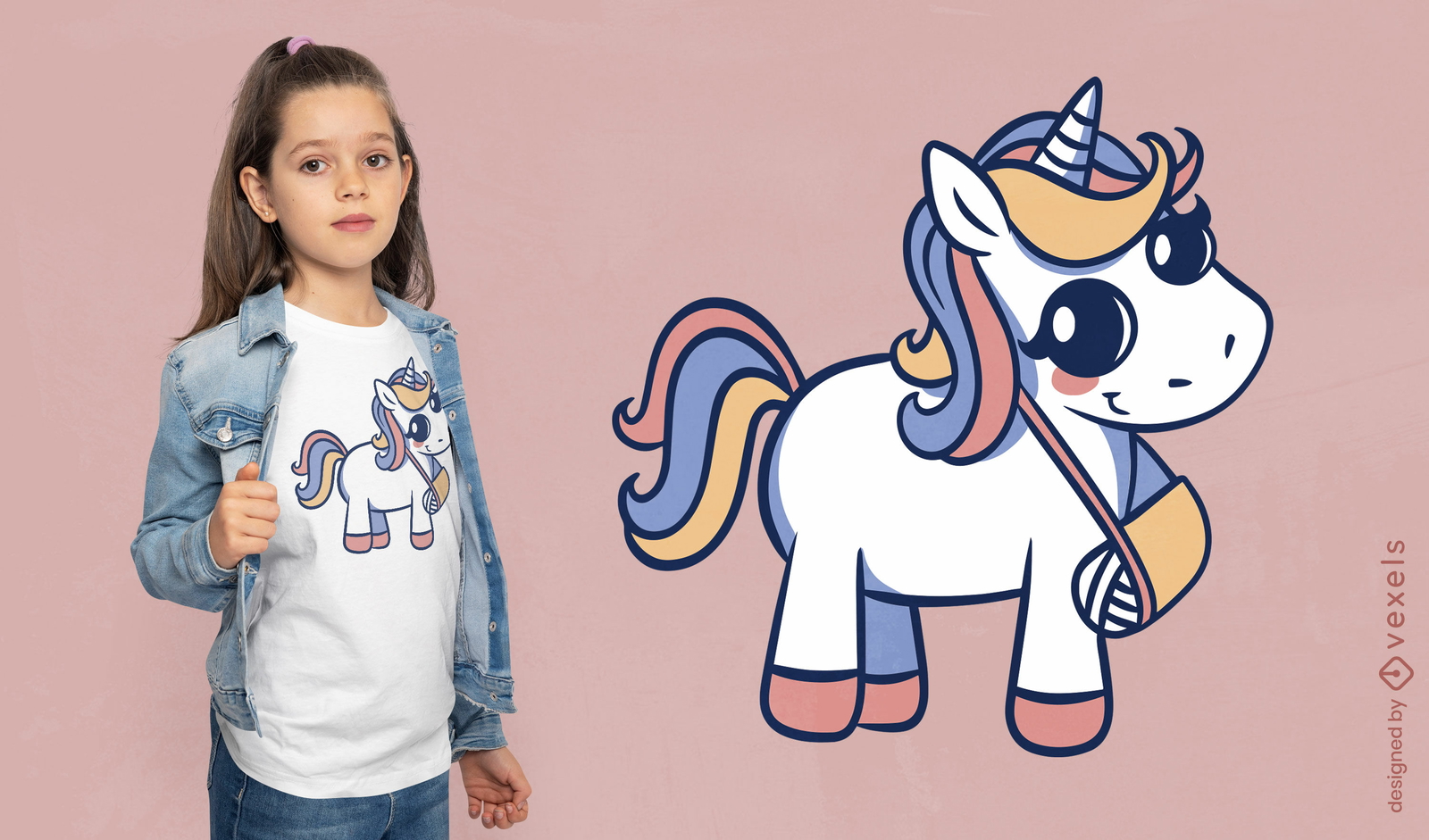 Lindo diseño de camiseta herida de unicornio.