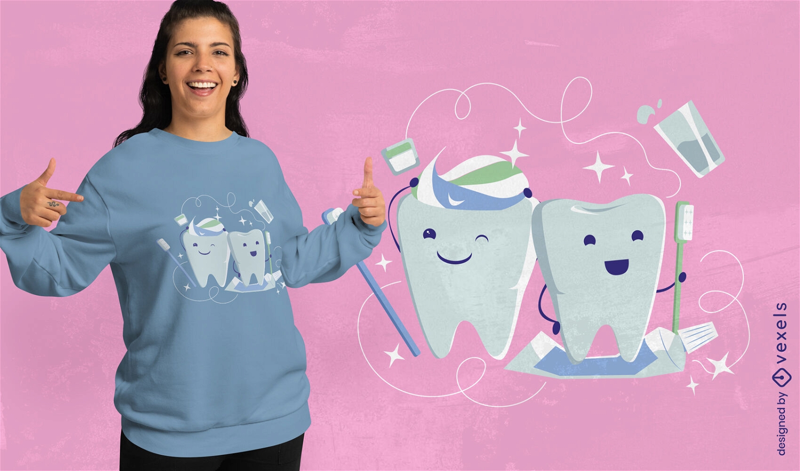 Diseño de camiseta de cepillado de dientes sanos.