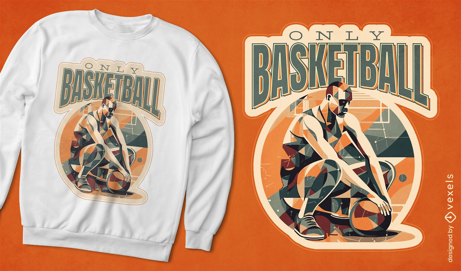 Basketball player geometric t-shirt design