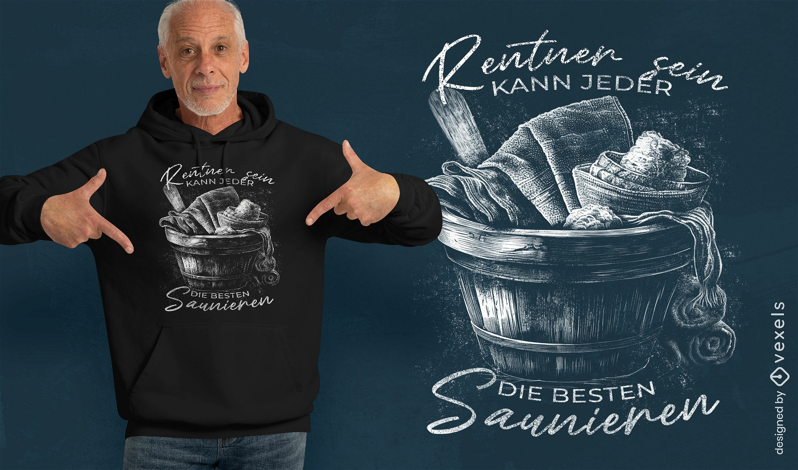 Humorvolles T-Shirt-Design mit Sauna-Motiv