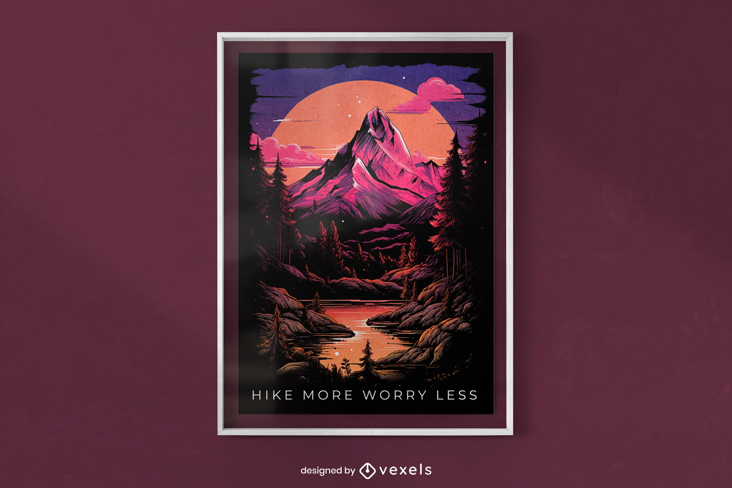 Serene mountain landscape poster design