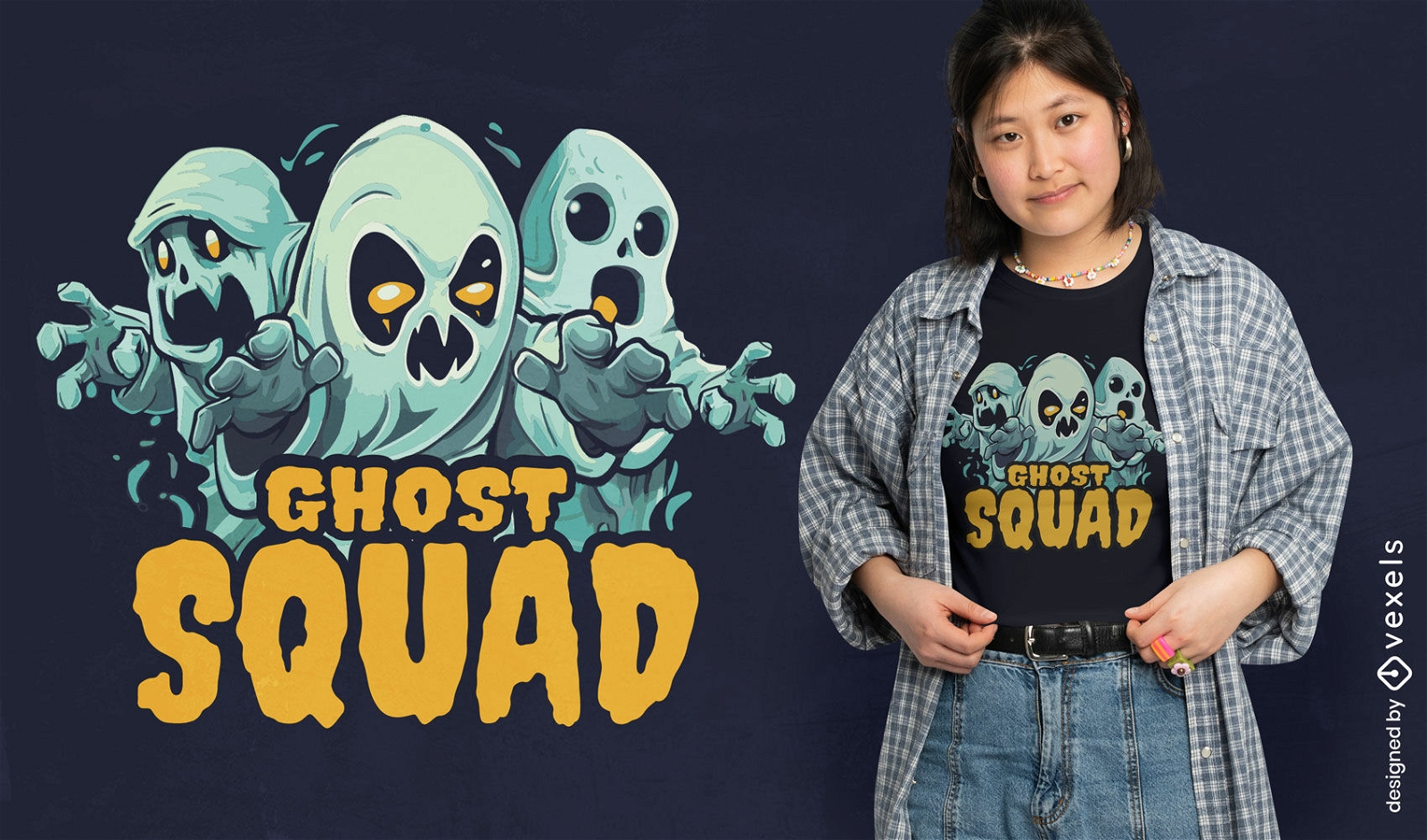 Diseño de camiseta de escuadrón de monstruo fantasma aterrador