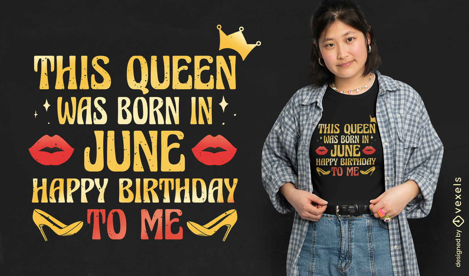 Diseño de camiseta de cumpleaños de reina.