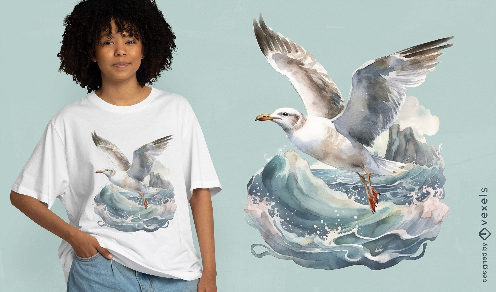 Design de camiseta de gaivota realista
