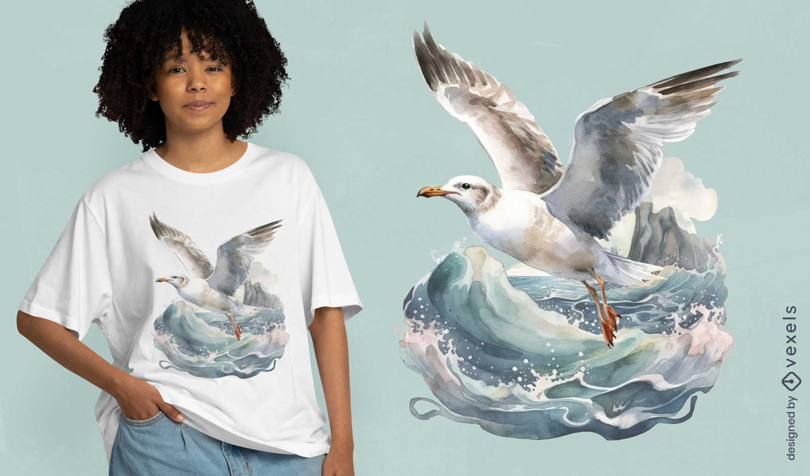 Realisitc seagull t-shirt design