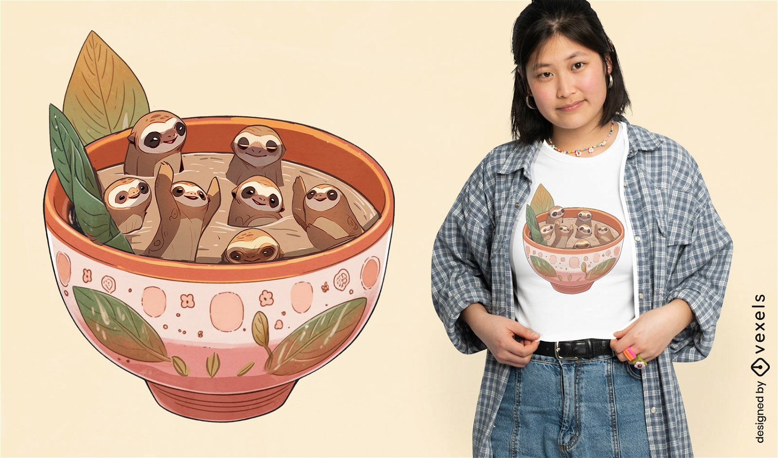 Sloths in a bowl t-shirt design