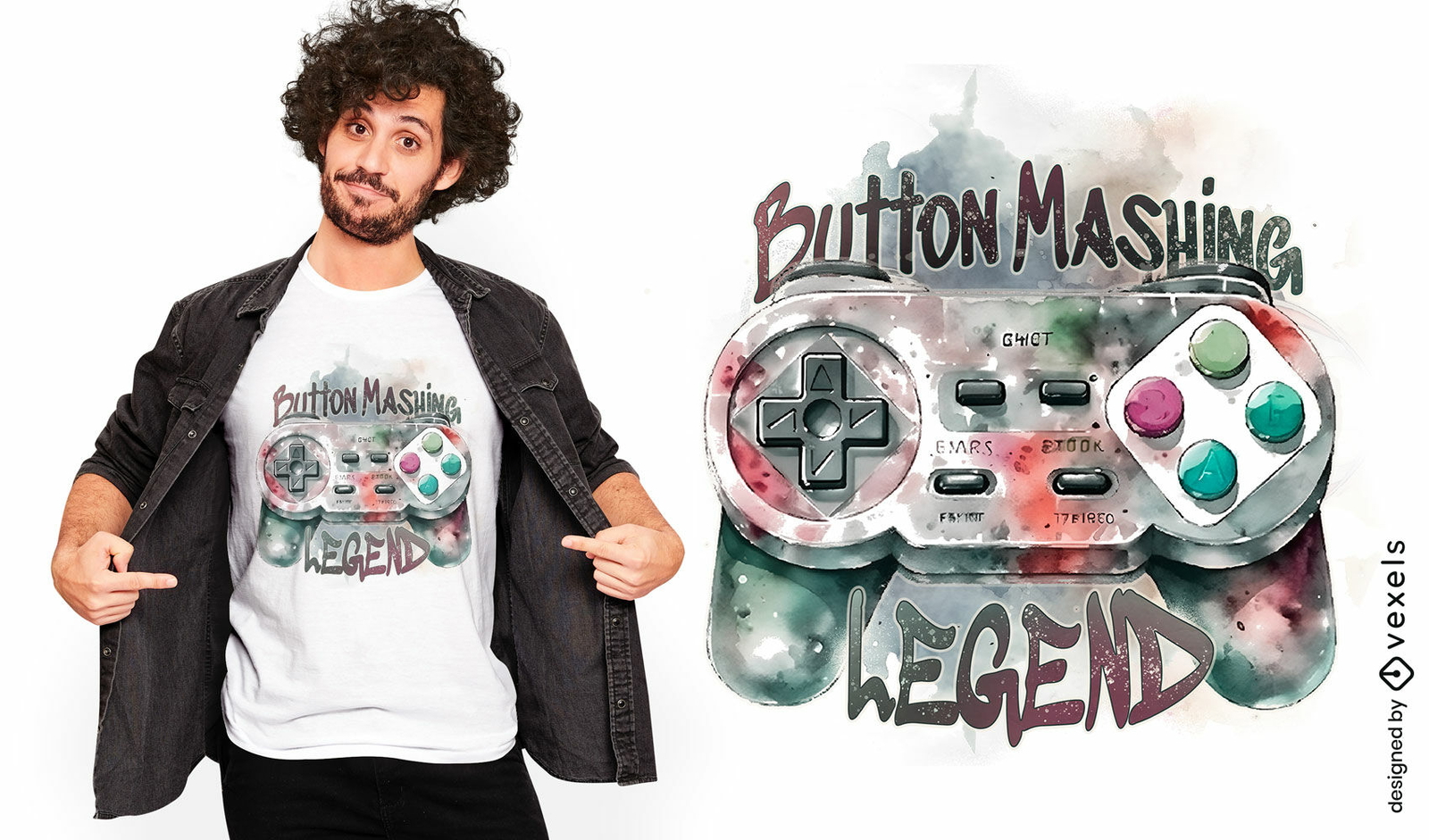 Diseño de camiseta de puré de botón de joystick