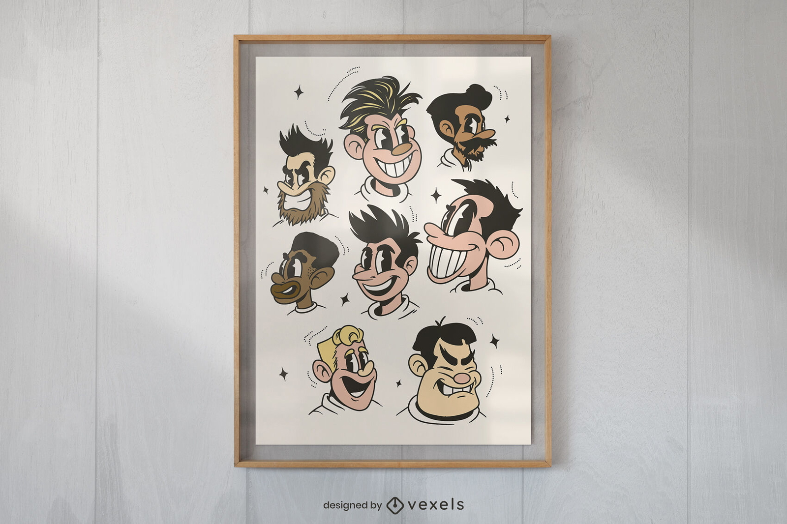 Diseño de cartel de peinados de dibujos animados retro