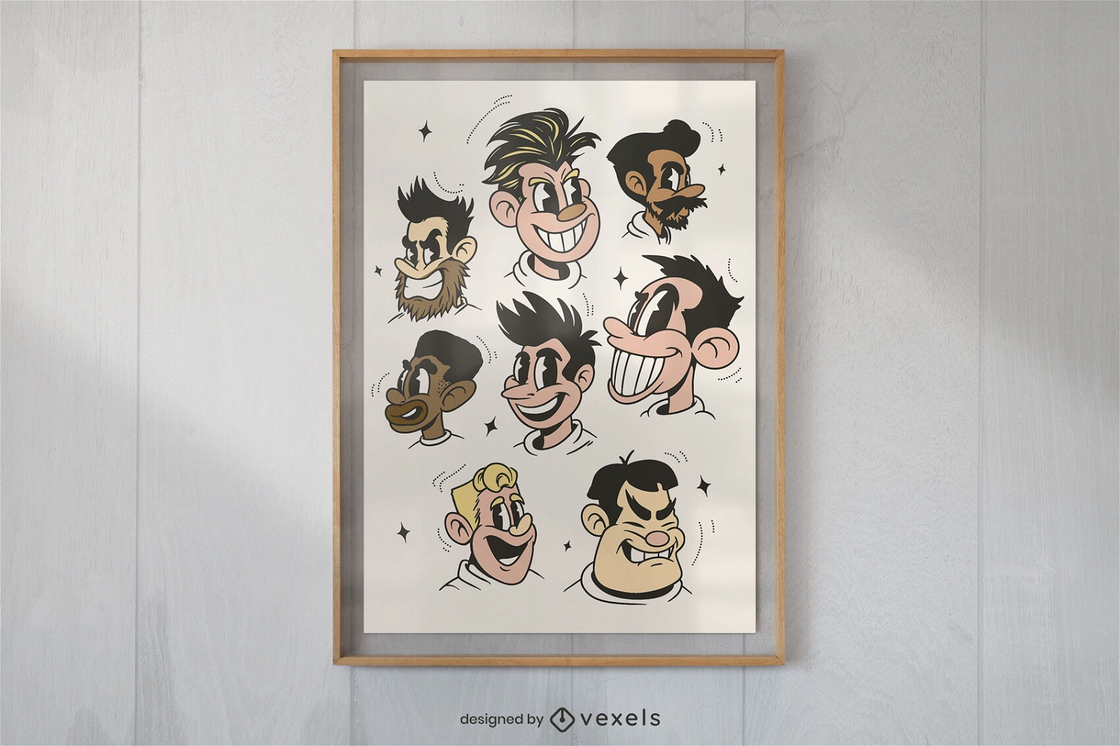 Retro cartoon hairstyles poster design