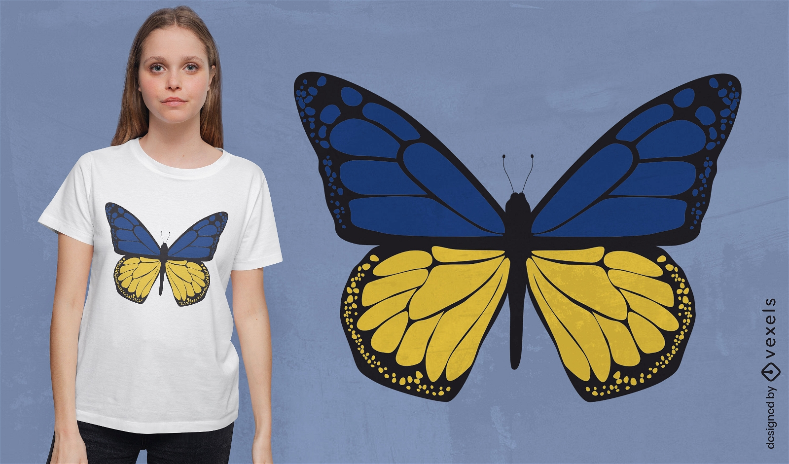 Diseño de camiseta de mariposa de Ucrania