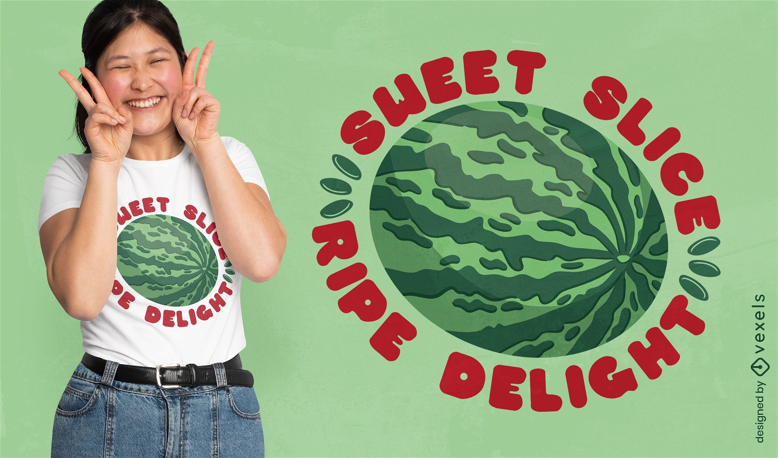 Flaches T-Shirt-Design mit Wassermelonenfrüchten