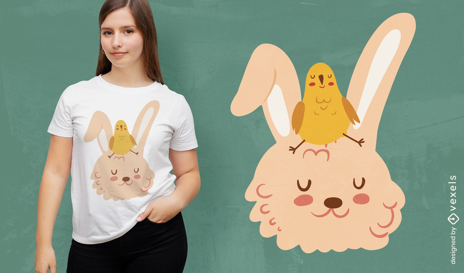 Diseño de camiseta de dibujos animados de conejito de pascua.