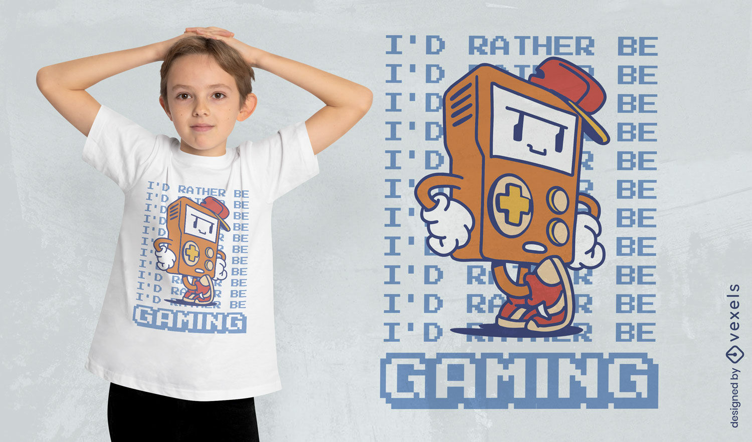 Diseño de camiseta de dispositivo de juego de dibujos animados retro