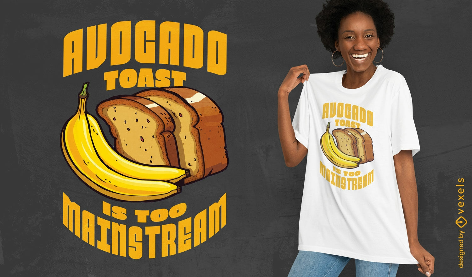 Banana and bread food t-shirt psd