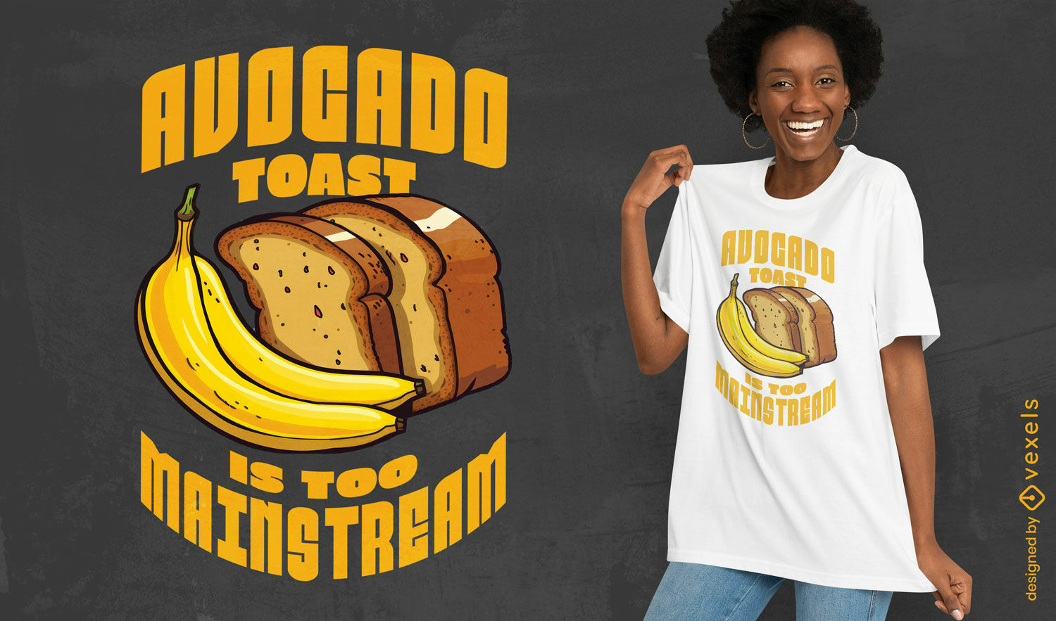 Camiseta de comida de plátano y pan psd