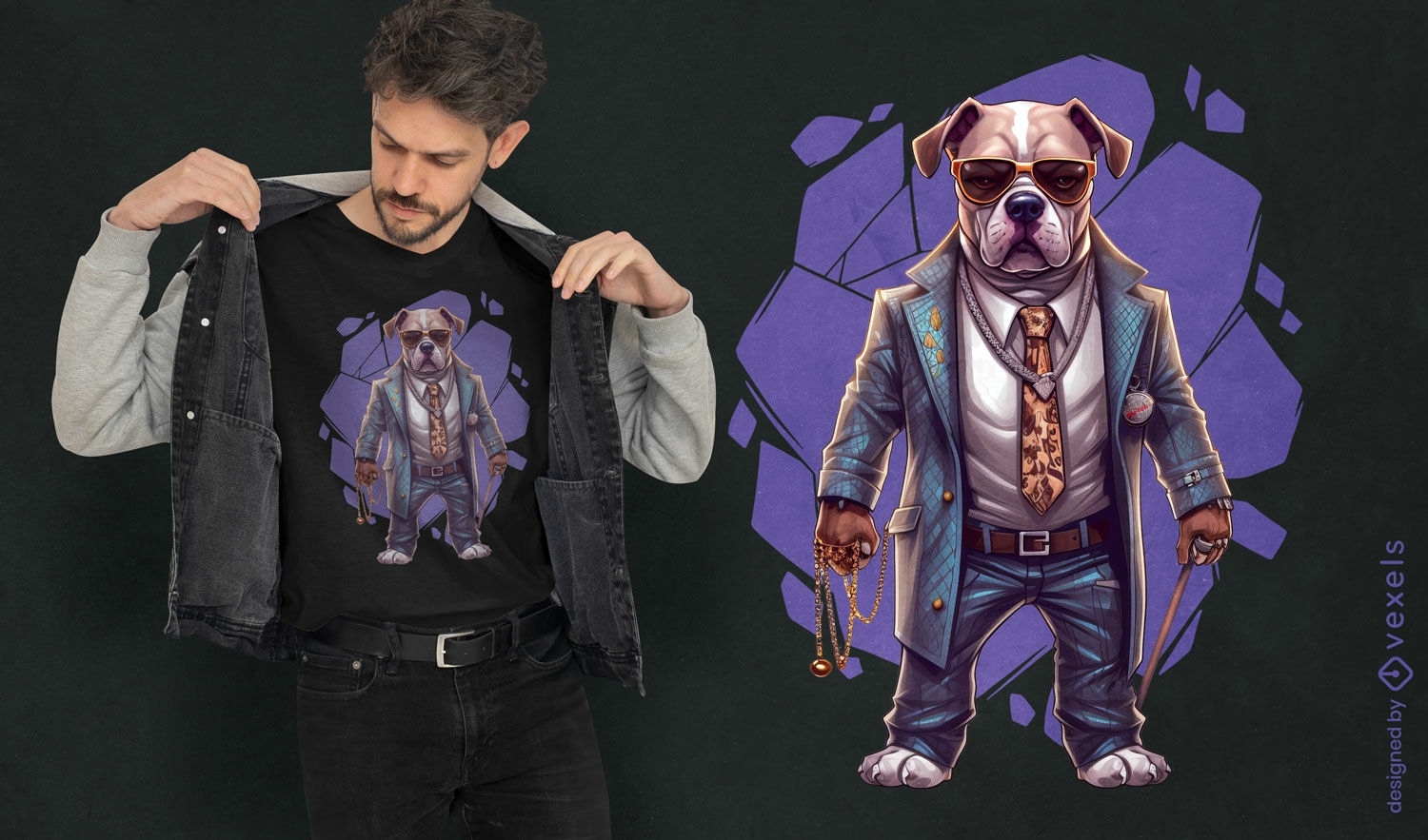 Stylischer Pitbull im Anzug-T-Shirt-Design