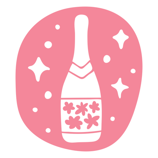 Encantadora ilustración de una botella de champán con flores Diseño PNG