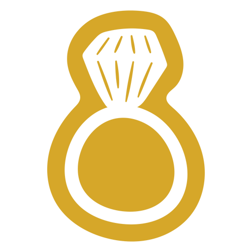 Ilustración elegante de un anillo de compromiso amarillo Diseño PNG