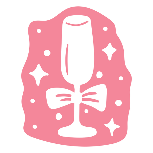 Chic champagne glass illustration with bow design PNG Design