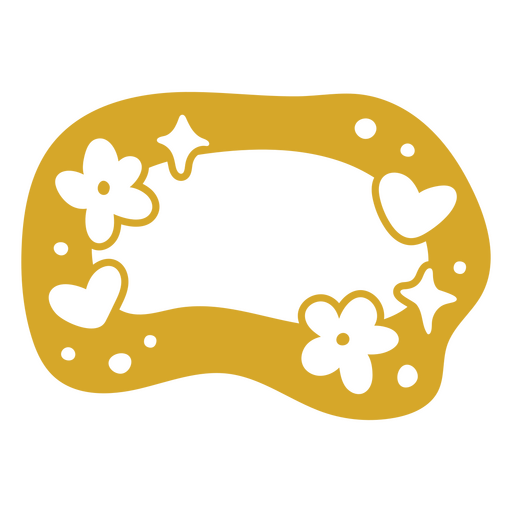 Playful flower and heart frame design PNG Design