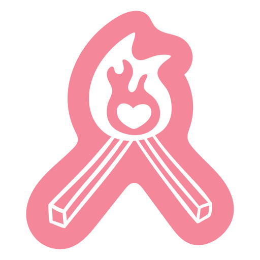Ilustración divertida de una fogata con detalle de corazón Diseño PNG