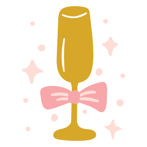 Elegante copa de champán con diseño de lazo decorativo. Diseño PNG