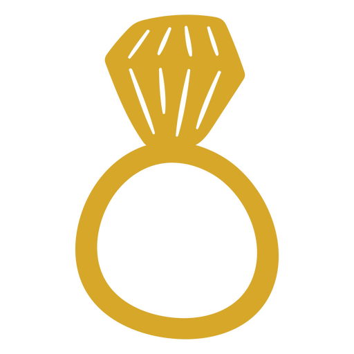 Gold ring with a diamond PNG Design