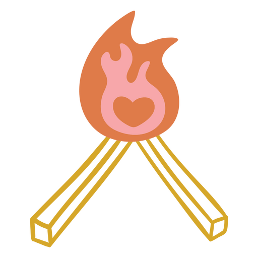 Two matches in fire with a heart on it PNG Design