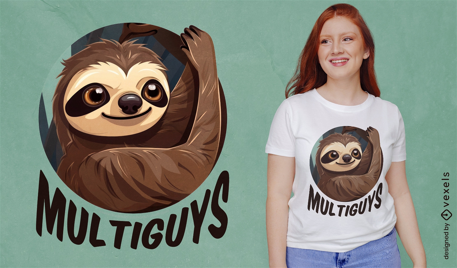 Cute sloth animal t-shirt design