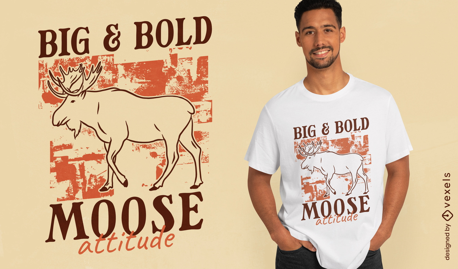 Diseño de camiseta de animales del bosque de alces.