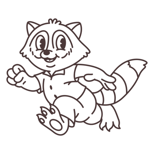 Black and white drawing of a raccoon PNG Design