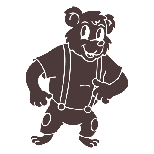 Urso de desenho animado usando suspensórios Desenho PNG