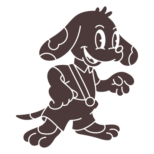 Cartoon dog with a collar and suspenders PNG Design