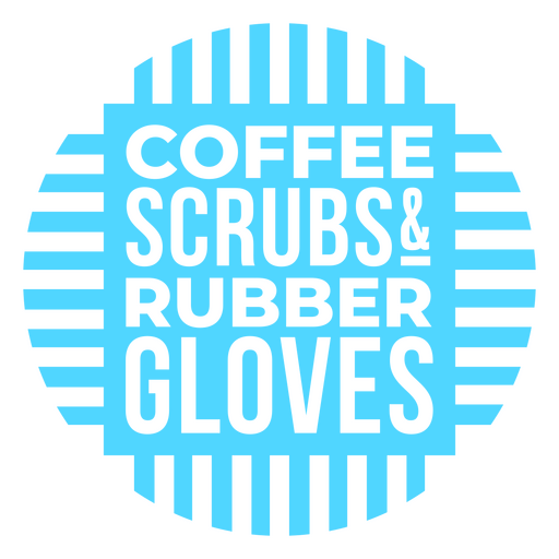 Batas de café y guantes de goma. Diseño PNG