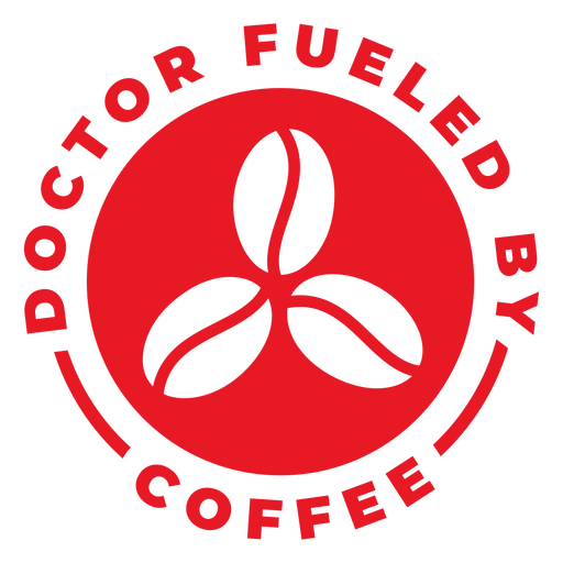 Médico alimentado por distintivo vermelho de café Desenho PNG