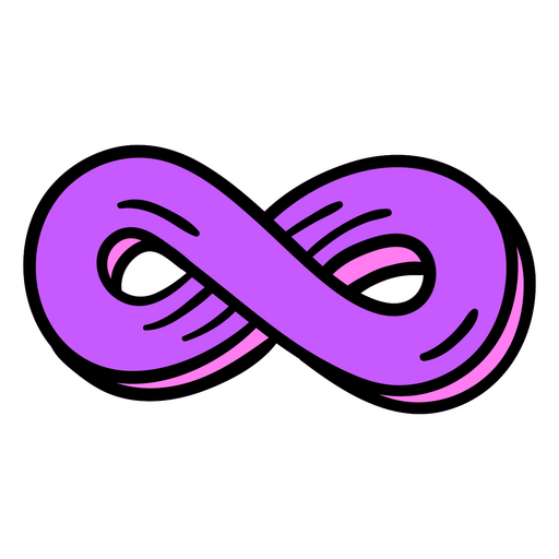 Diseño divertido de símbolo de infinito en morado vibrante. Diseño PNG