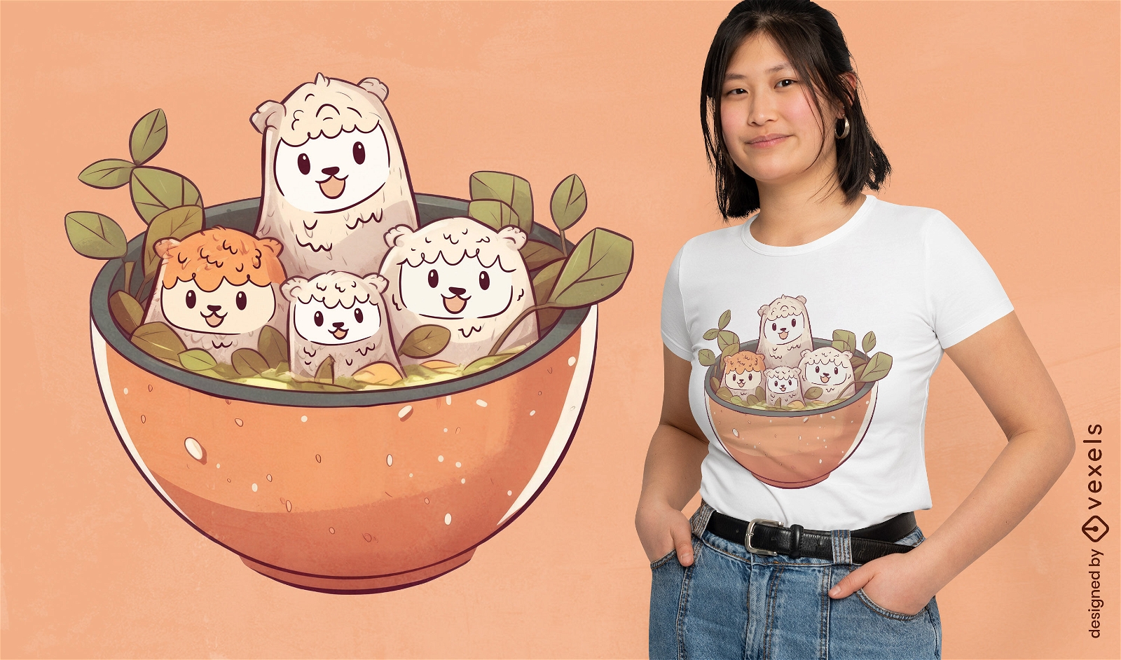 Diseño de camiseta de cuenco de alpaca.