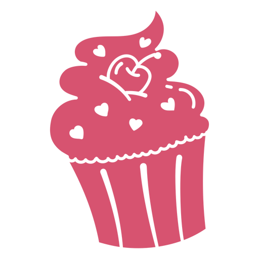 Cupcake rosa com cora?es Desenho PNG
