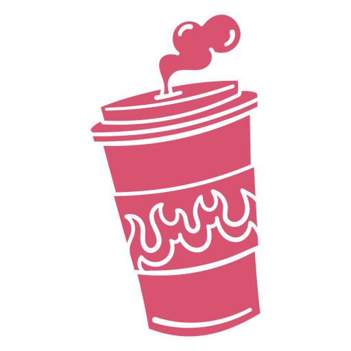 Pink coffee cup with smoke coming out cut out PNG Design