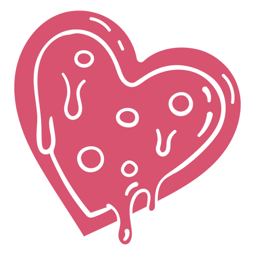 Heart shaped pizza with dripping icing PNG Design