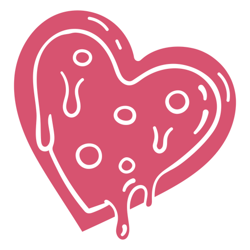 Herzförmige Pizza mit tropfendem Zuckerguss PNG-Design