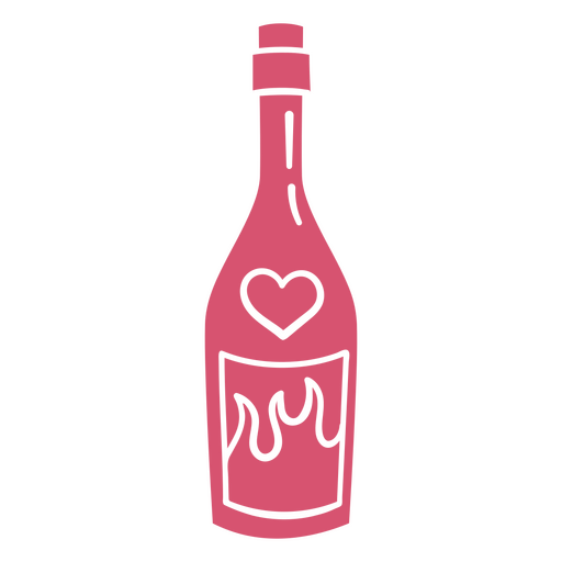Eine Flasche Wein mit einem Herz darauf PNG-Design