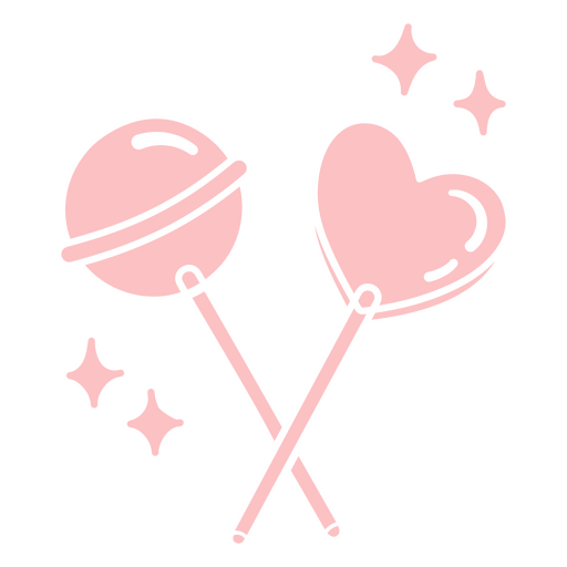 Dois pirulitos rosa em forma de coração Desenho PNG
