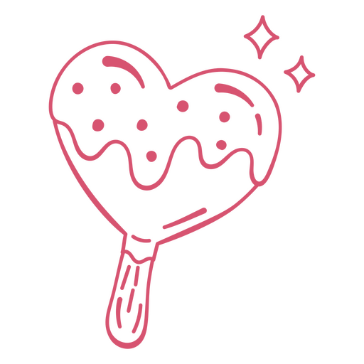 Helado en forma de corazón con destellos. Diseño PNG