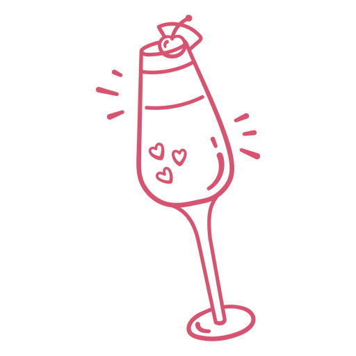 Glass of champagne with a heart on it PNG Design