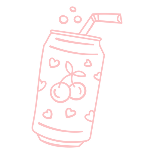 Can of cherry soda with hearts PNG Design