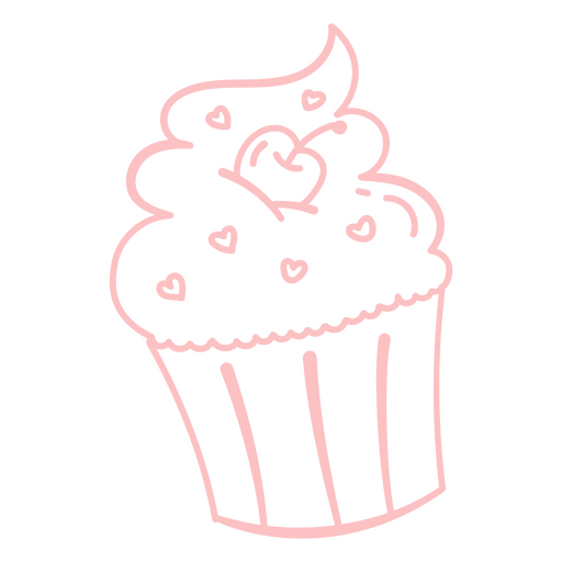 Cupcake with hearts on it is shown PNG Design
