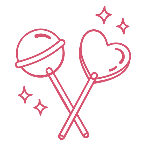 Two lollipops one heart shaped PNG Design