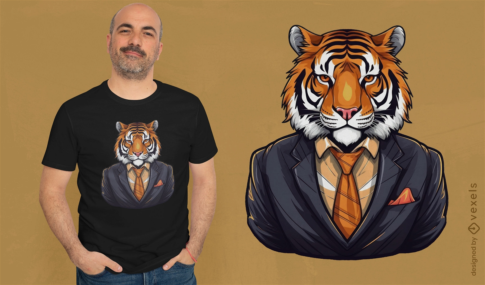 Suited tiger t-shirt design