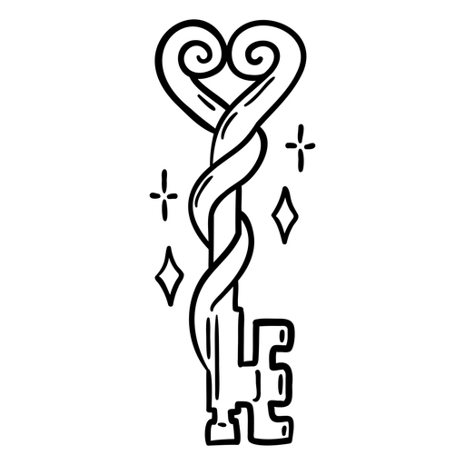 Design elegante de chave em forma de coração Desenho PNG